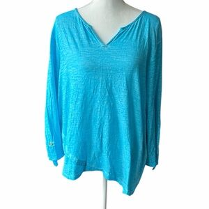 Chico's Turquoise V-Neck Long Sleeve Top